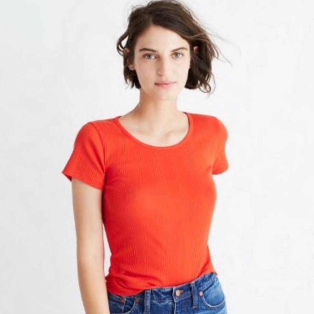 Madewell Short Sleeve Ribbed Top.